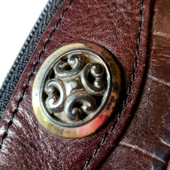 Brighton Card Case Heart Wallet Croc-Embrossed Leather - Picture 4 of 10